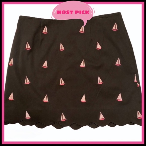 Lilly Pulitzer Dresses & Skirts - NWT LILY PULITZER BLACK Scallop-hem Sailboat Skirt